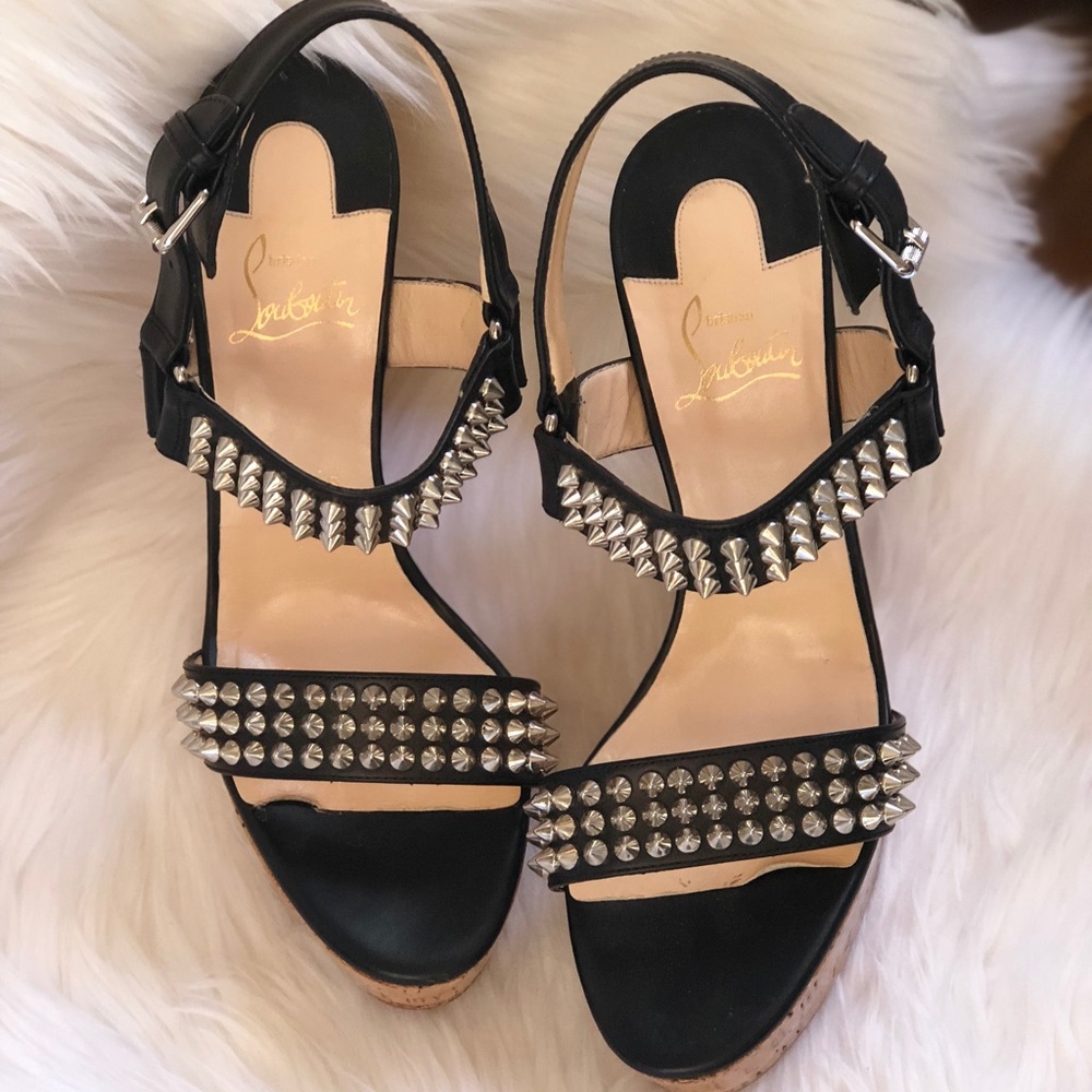 Christian Louboutin Black Bikee Bike Zeppa Wedges